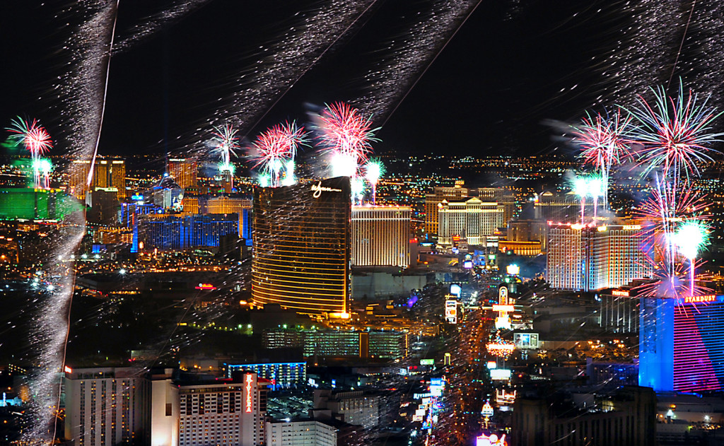 Fireworks fill the Las Vegas sky New Years eve 